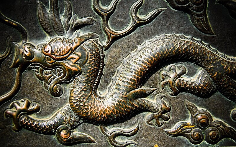 detailed dragon carving