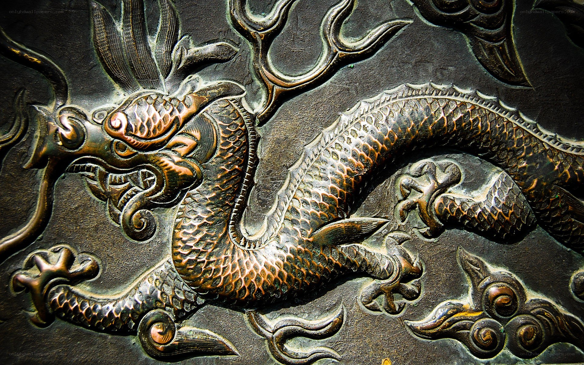 detailed dragon carving