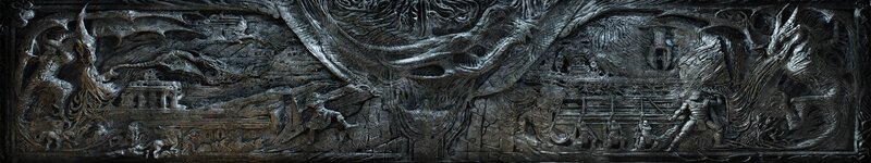 detailed dragon relief carving