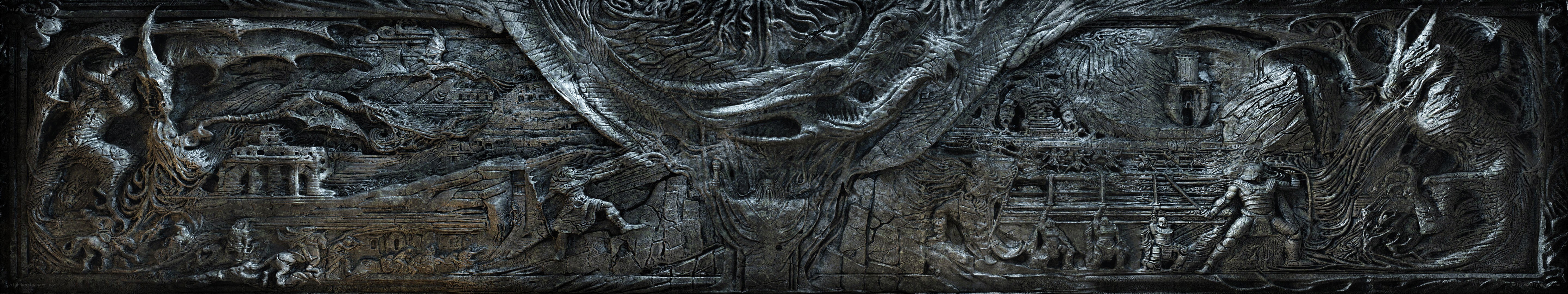 detailed dragon relief carving