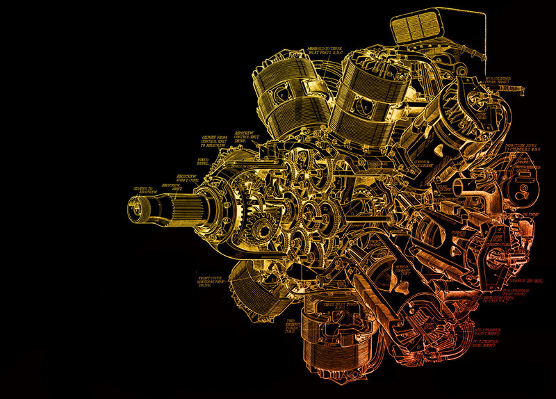 detailed engine blueprint