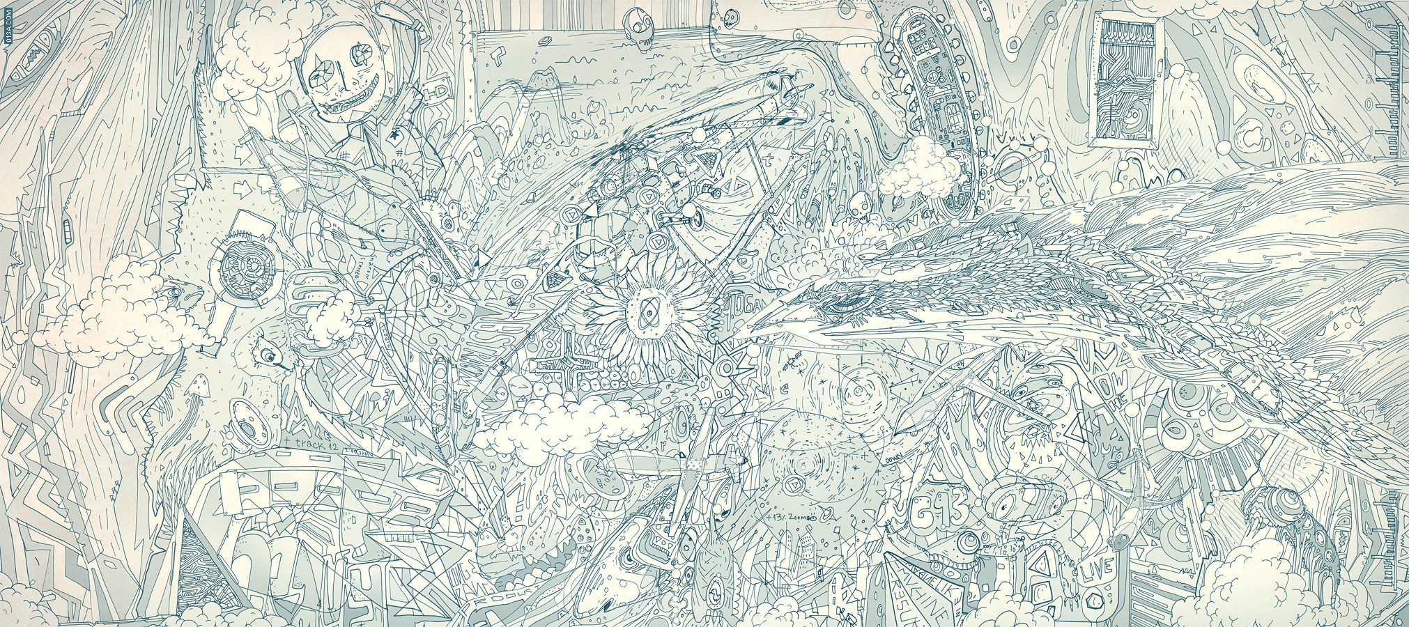 detailed line art illustration