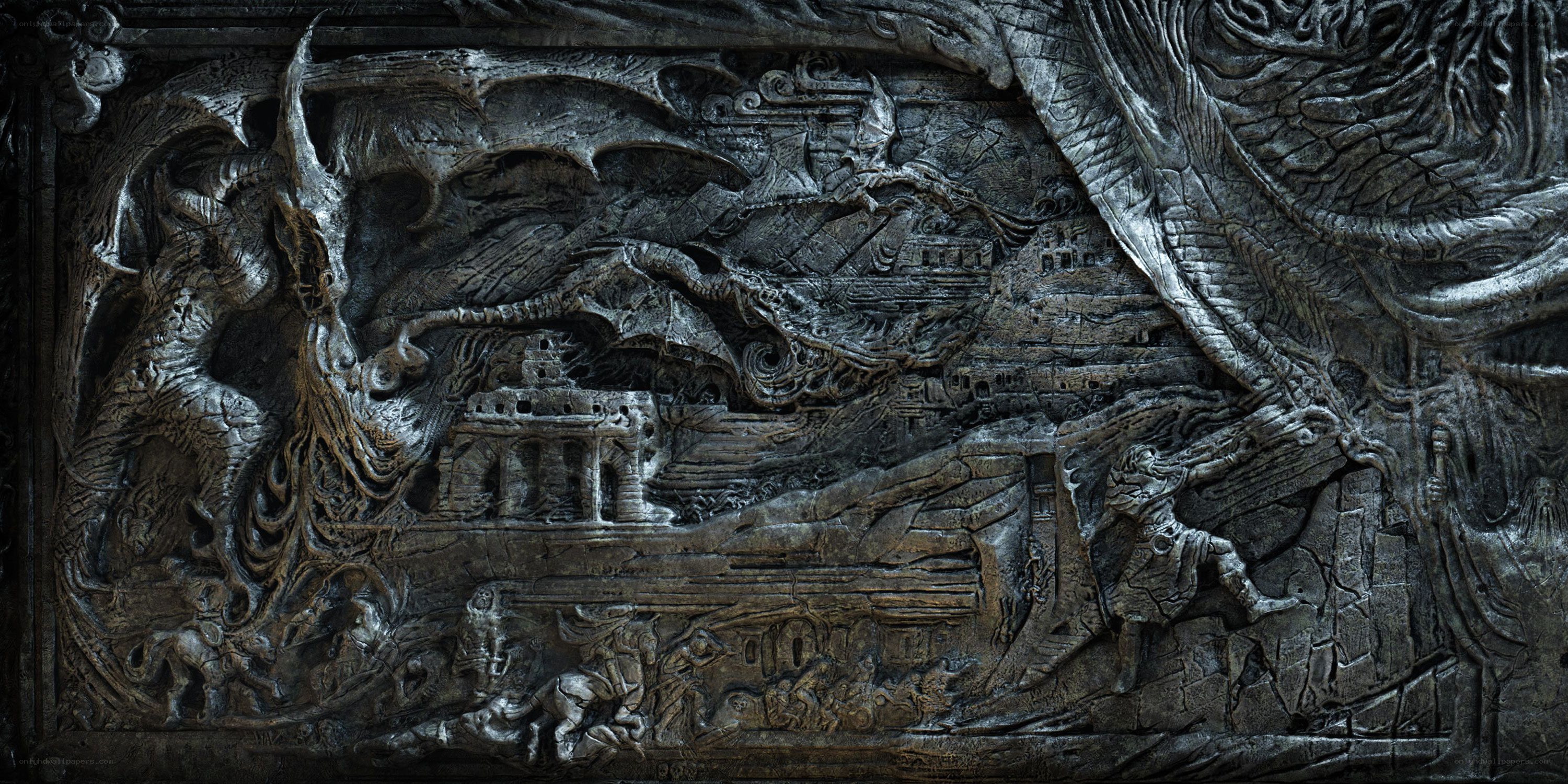 detailed stone relief carving