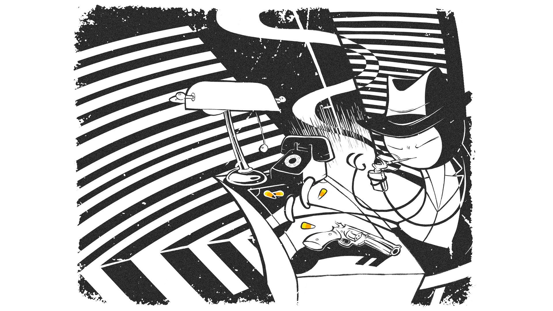 detective at desk illustration