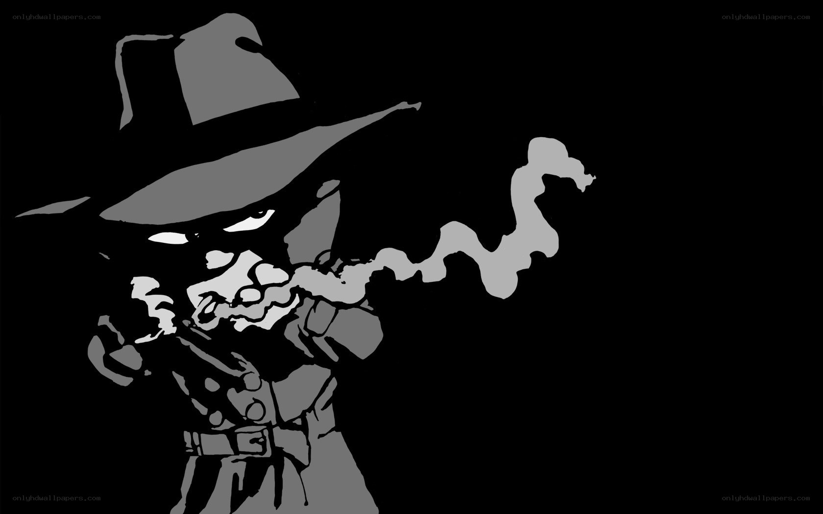 detective with hat and smoke