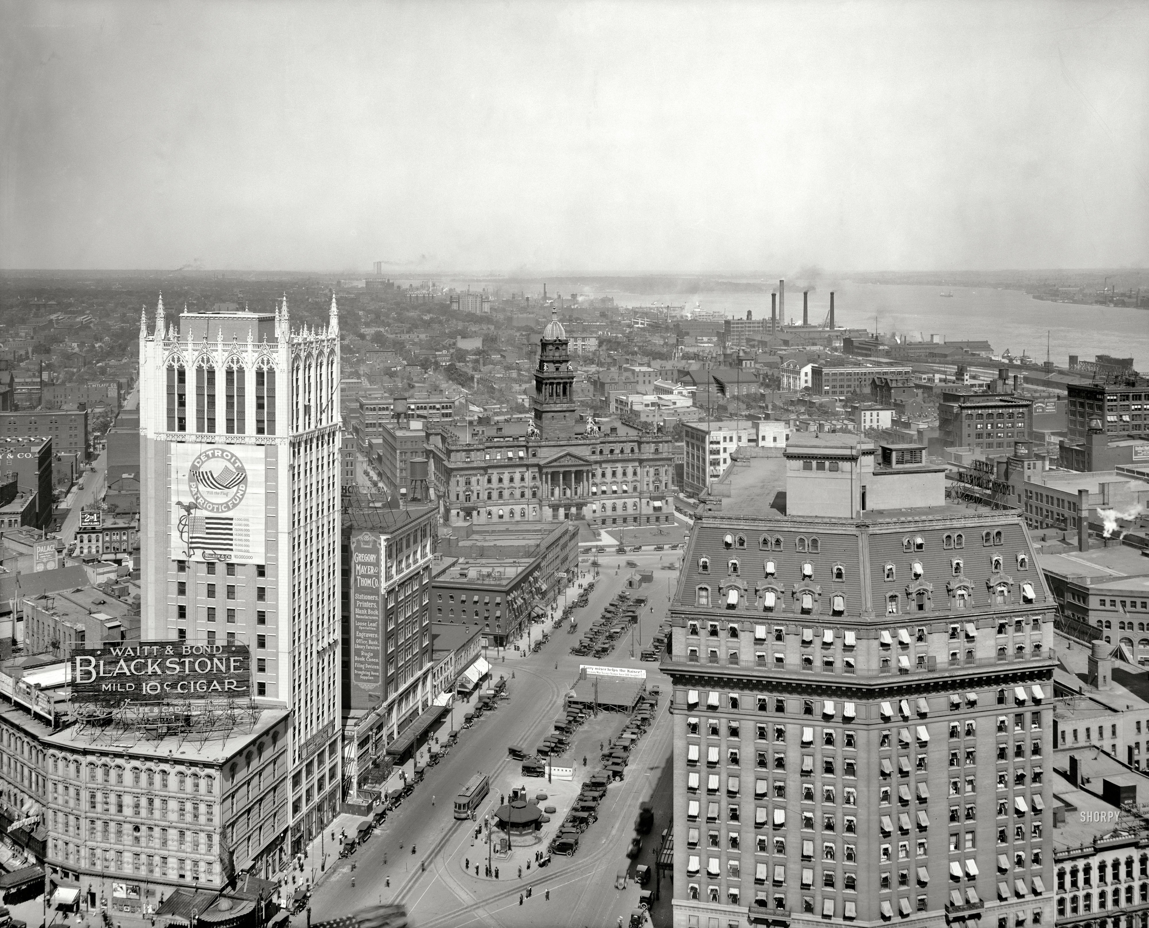 Detroit cityscape from high vantage