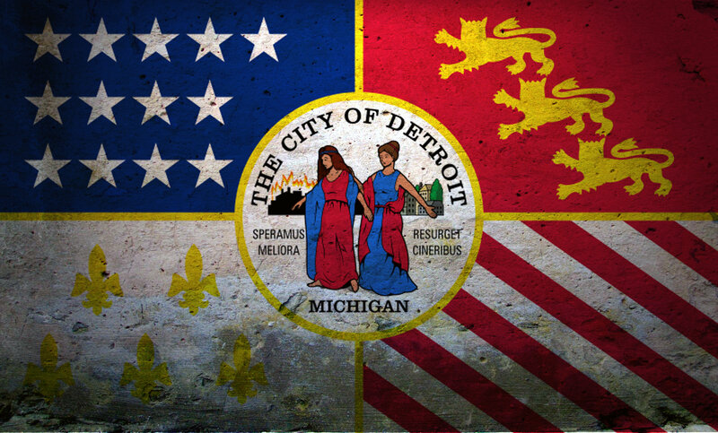 Detroit flag with historical elements