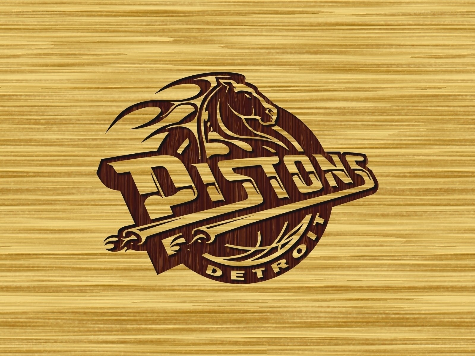 Detroit Pistons logo on wood
