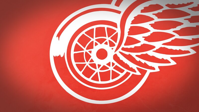 Detroit Red Wings Logo — Bold, Vector Art, Wheel, Red Background