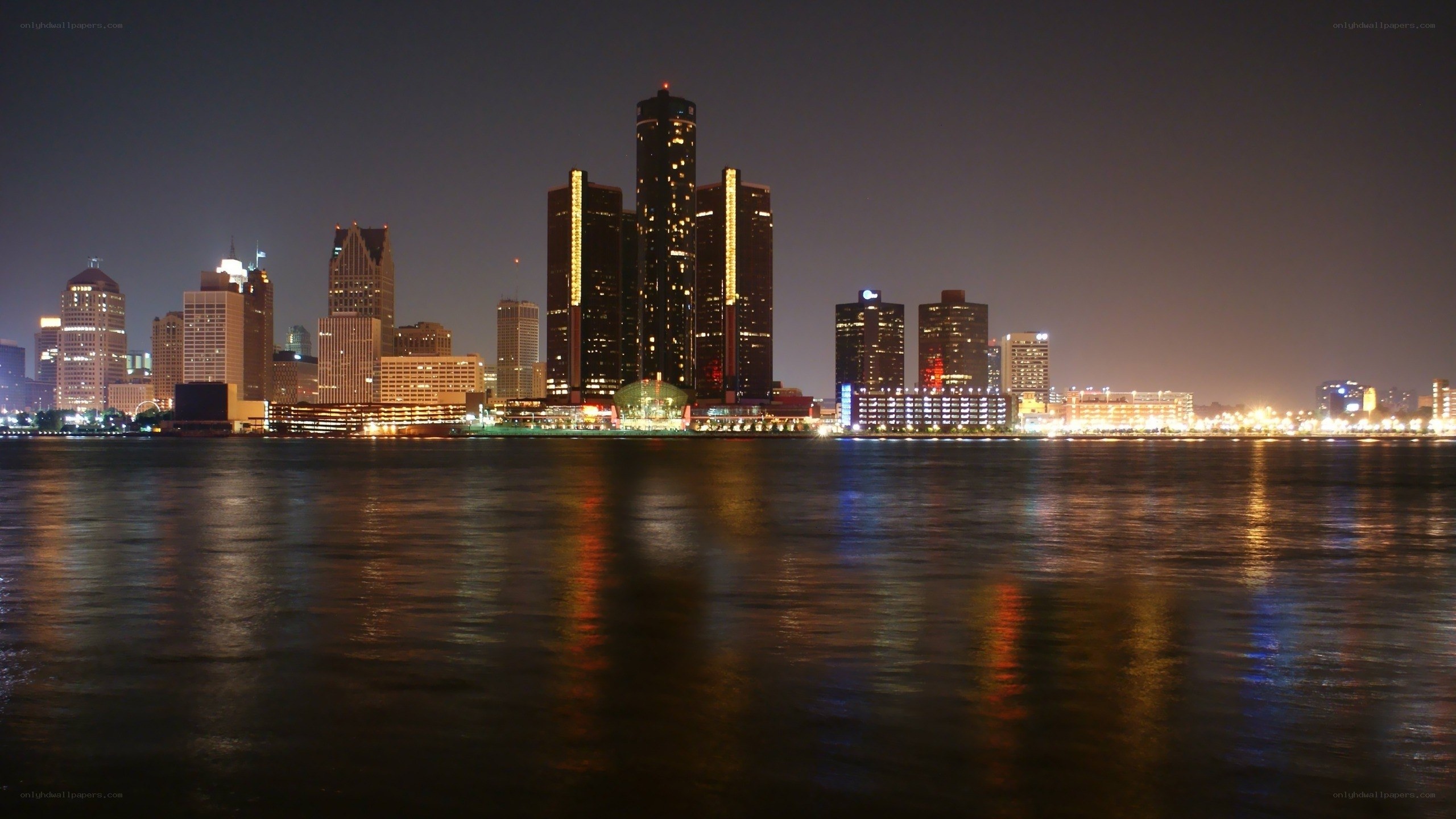 Detroit skyline at night
