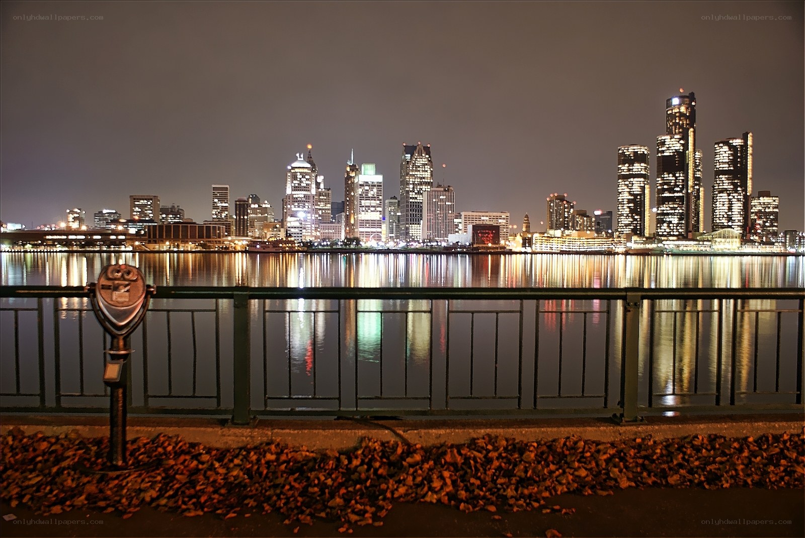 Detroit skyline at night