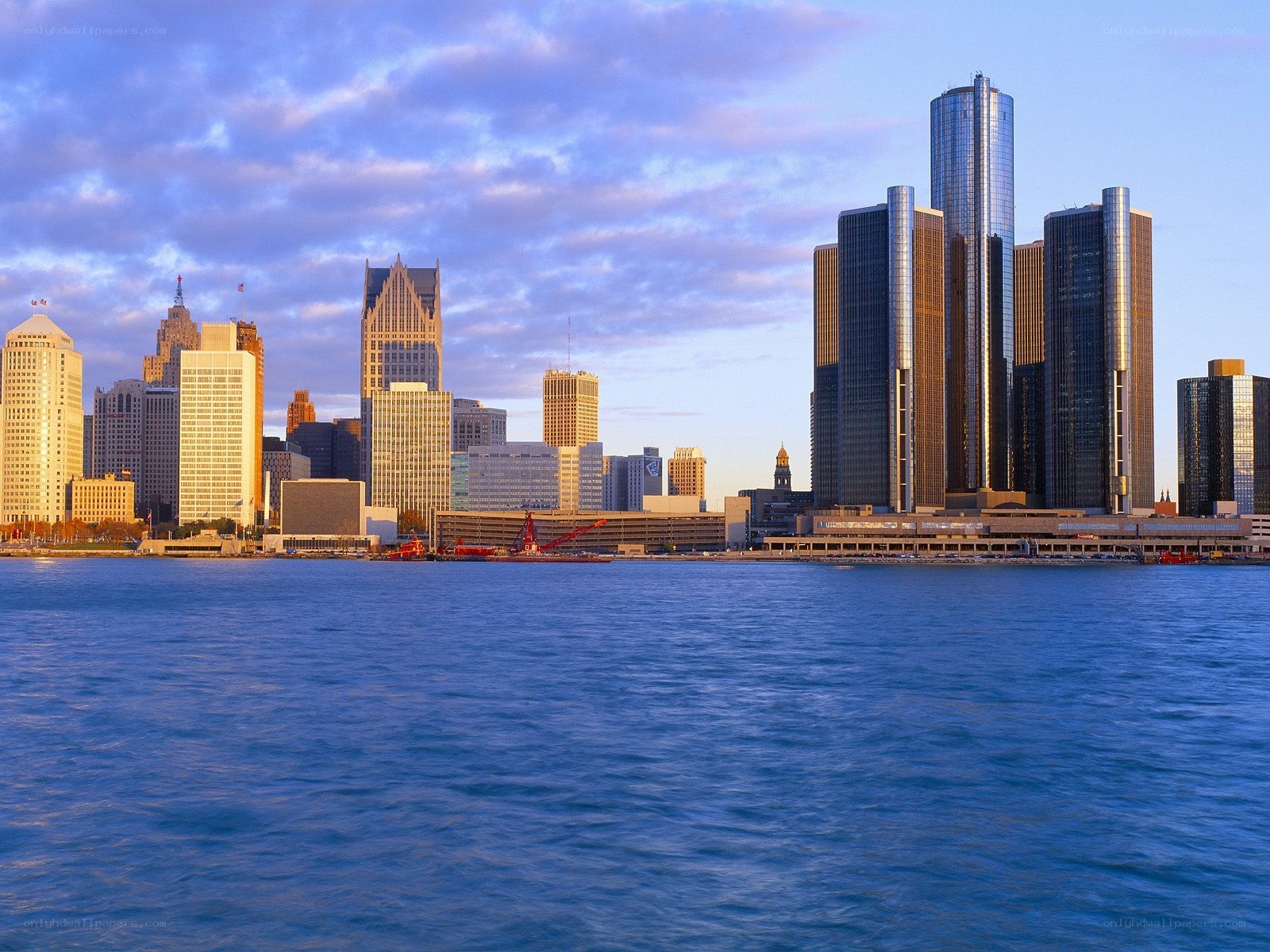 Detroit skyline at sunset