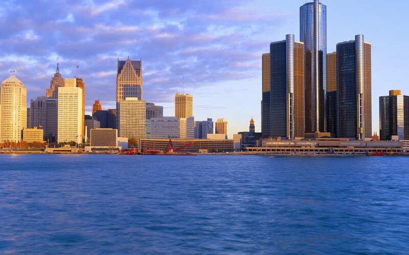 Detroit Skyline — Blue