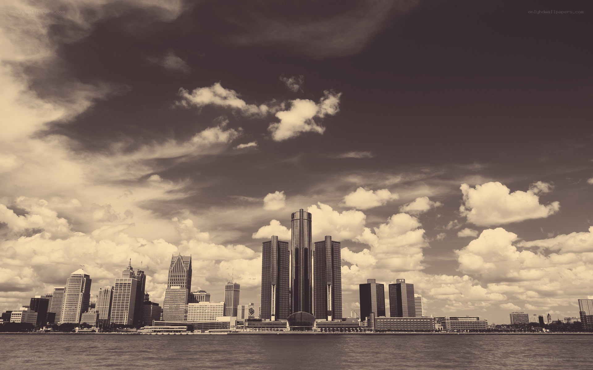 Detroit skyline from water