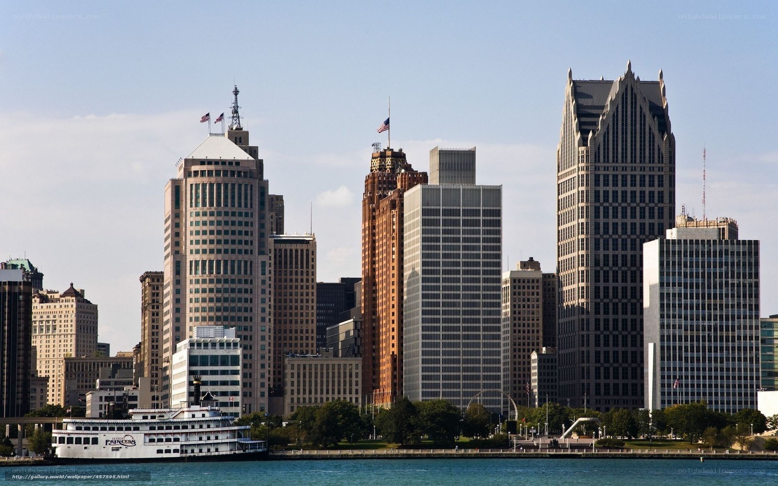 Detroit skyline with river view