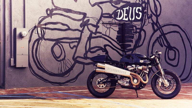 Deus motorcycle with graffiti art