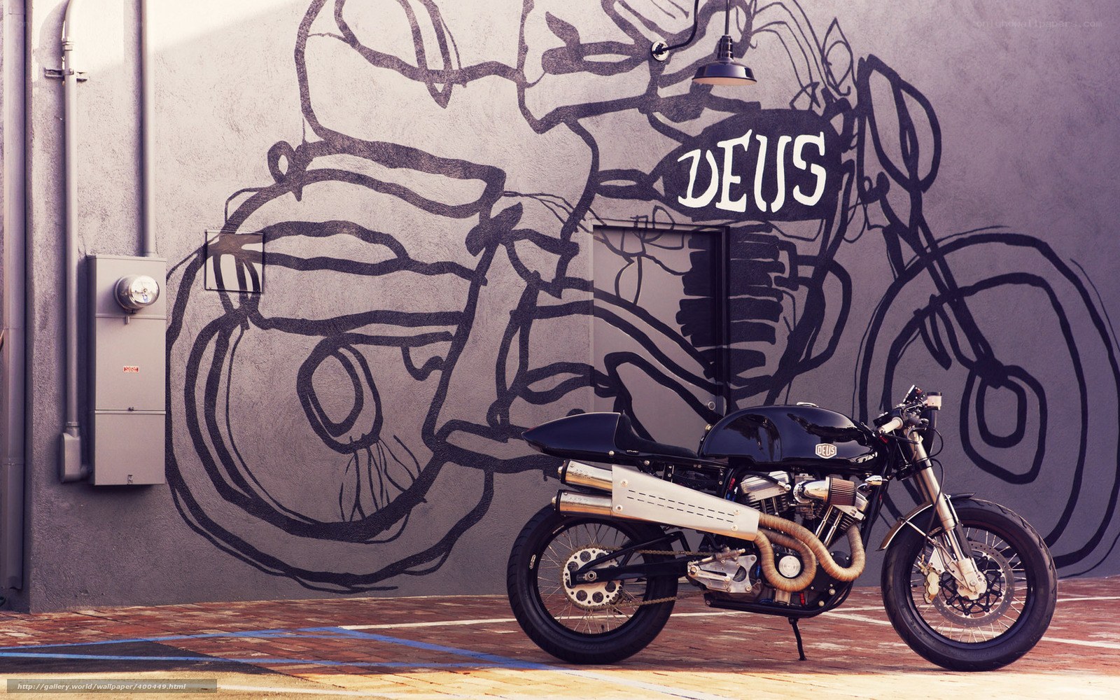 Deus motorcycle with mural art