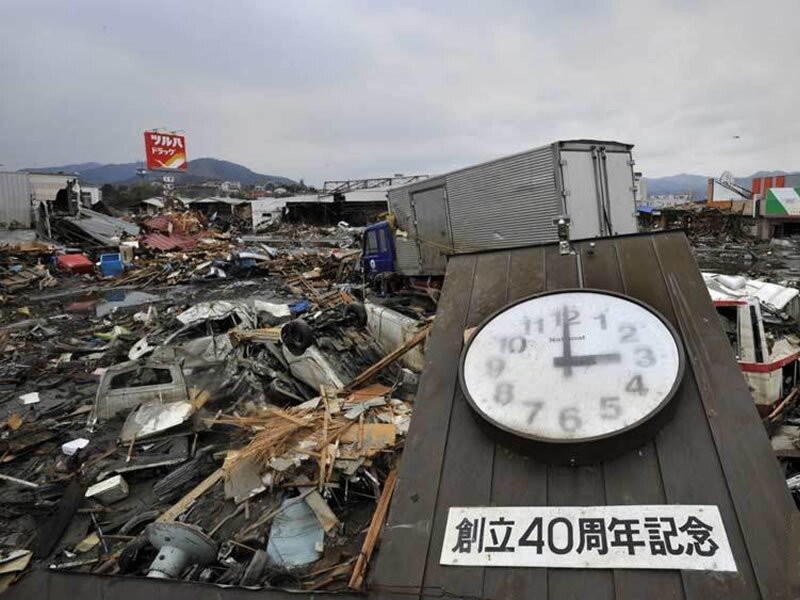 Devastated area after tsunami