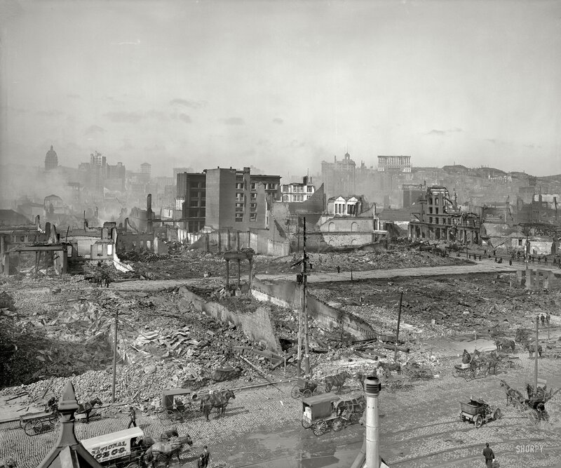 Devastated city after fire