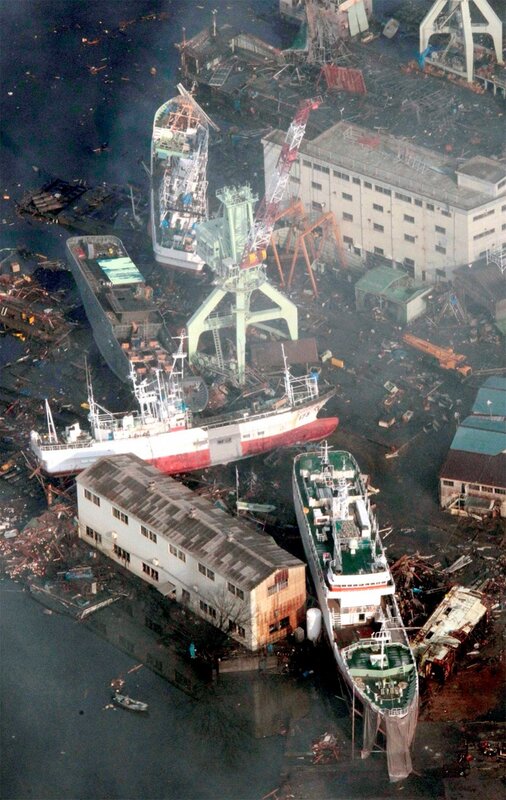 Devastated port after tsunami
