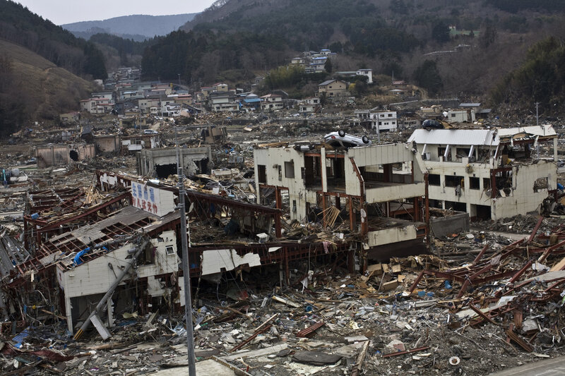 Devastated town after disaster
