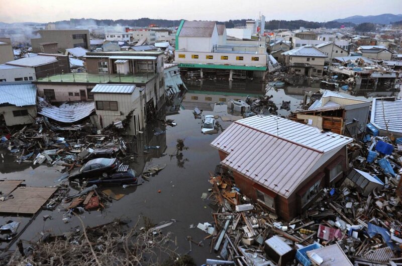 Devastated town after tsunami
