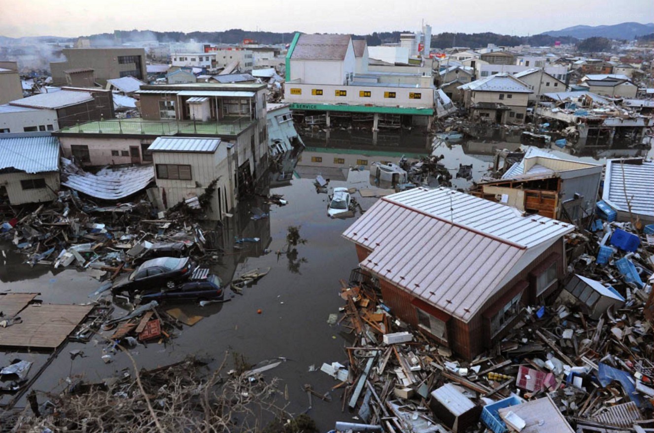 Devastated town after tsunami