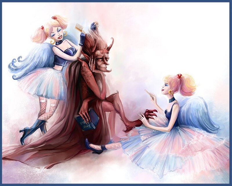Devil and two angels