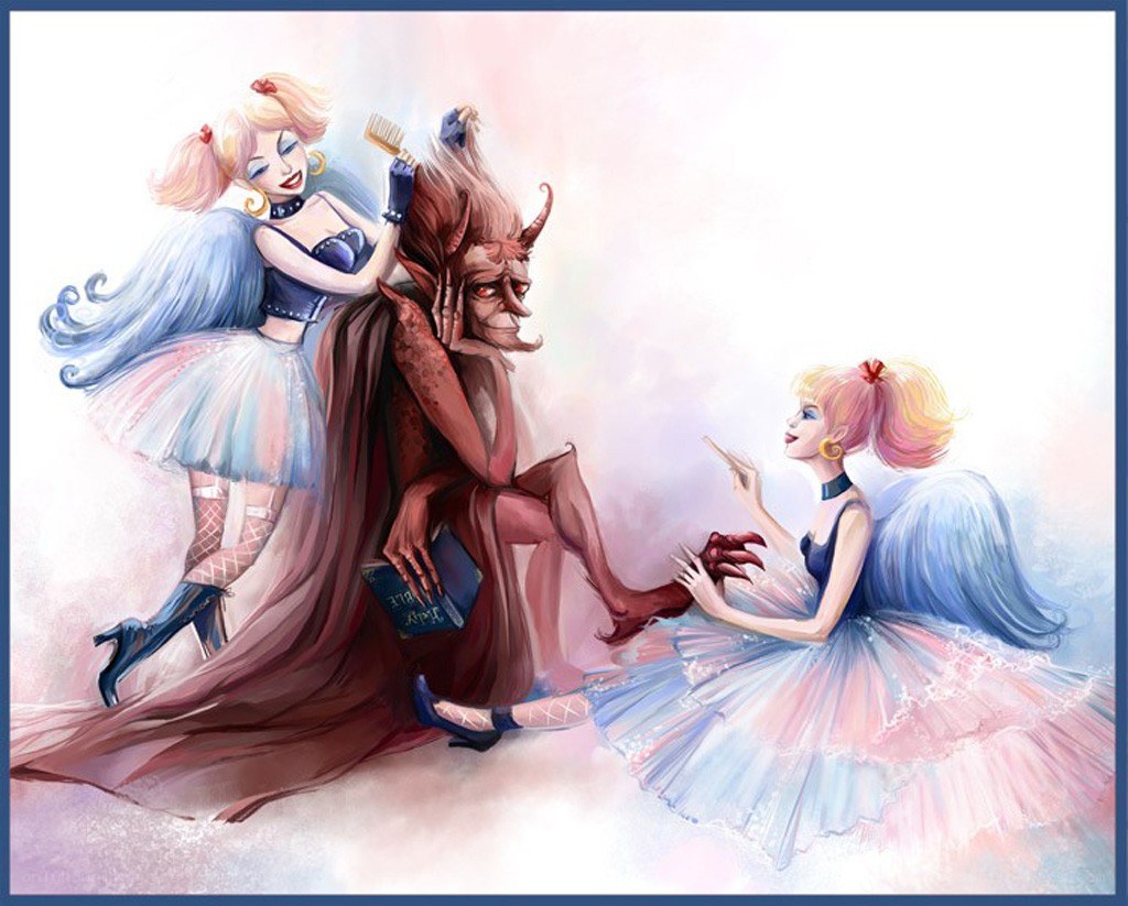 Devil and two angels