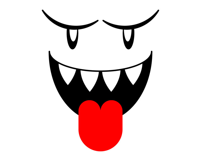 devil face with red tongue
