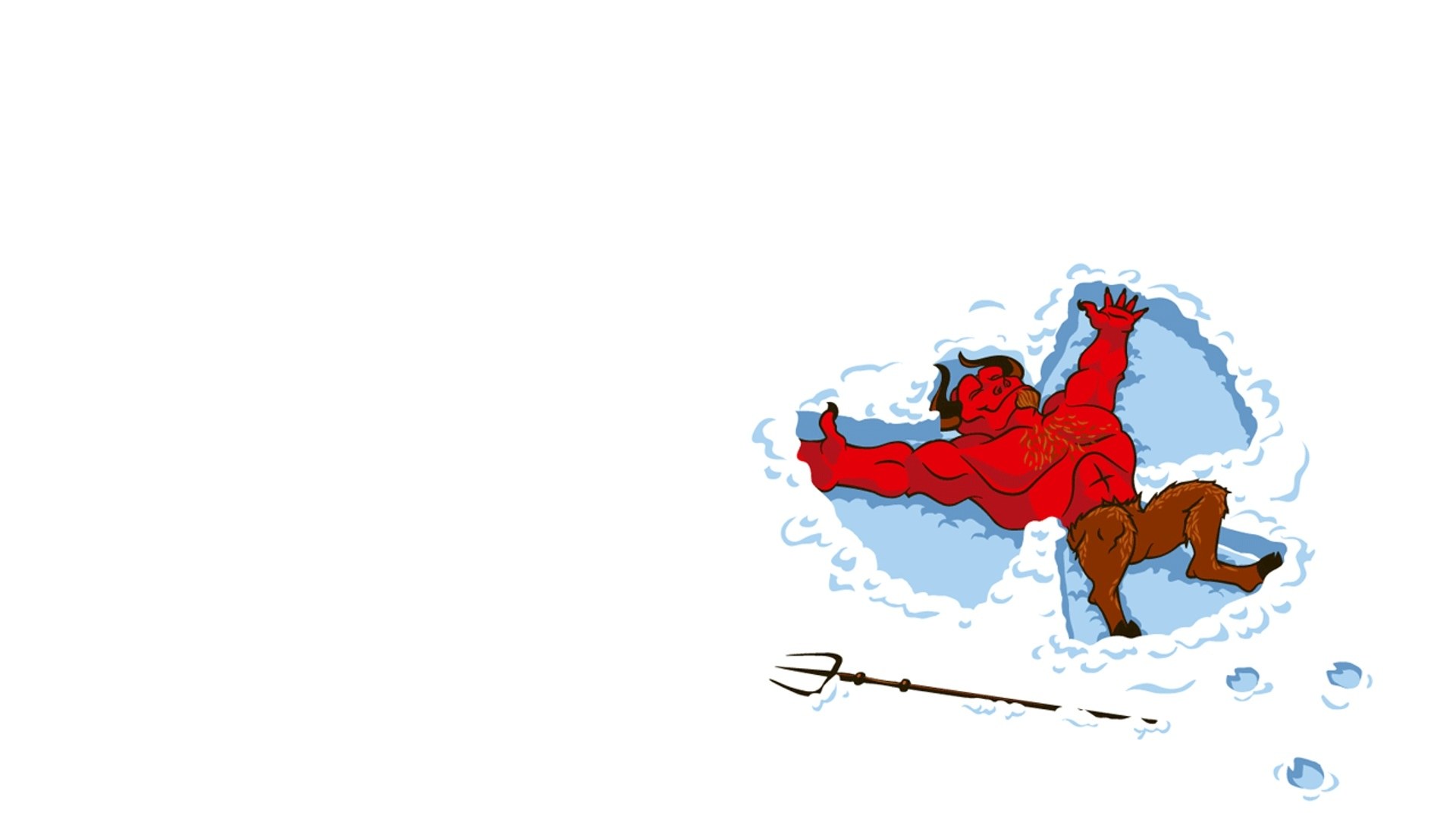Devil falling into snow