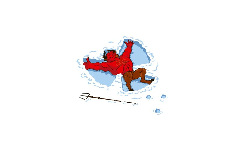 Devil falling into water