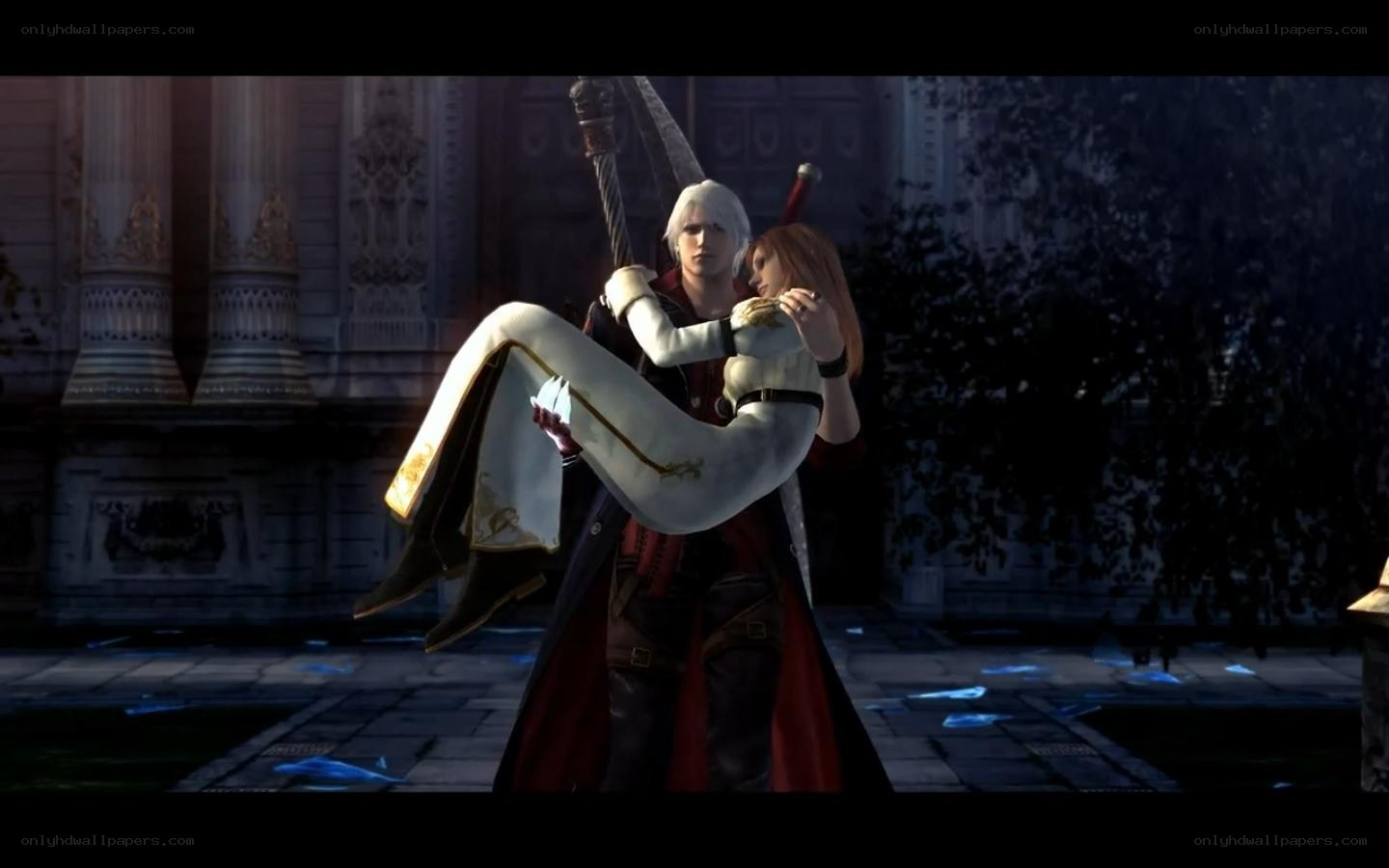 Devil May Cry character carrying woman