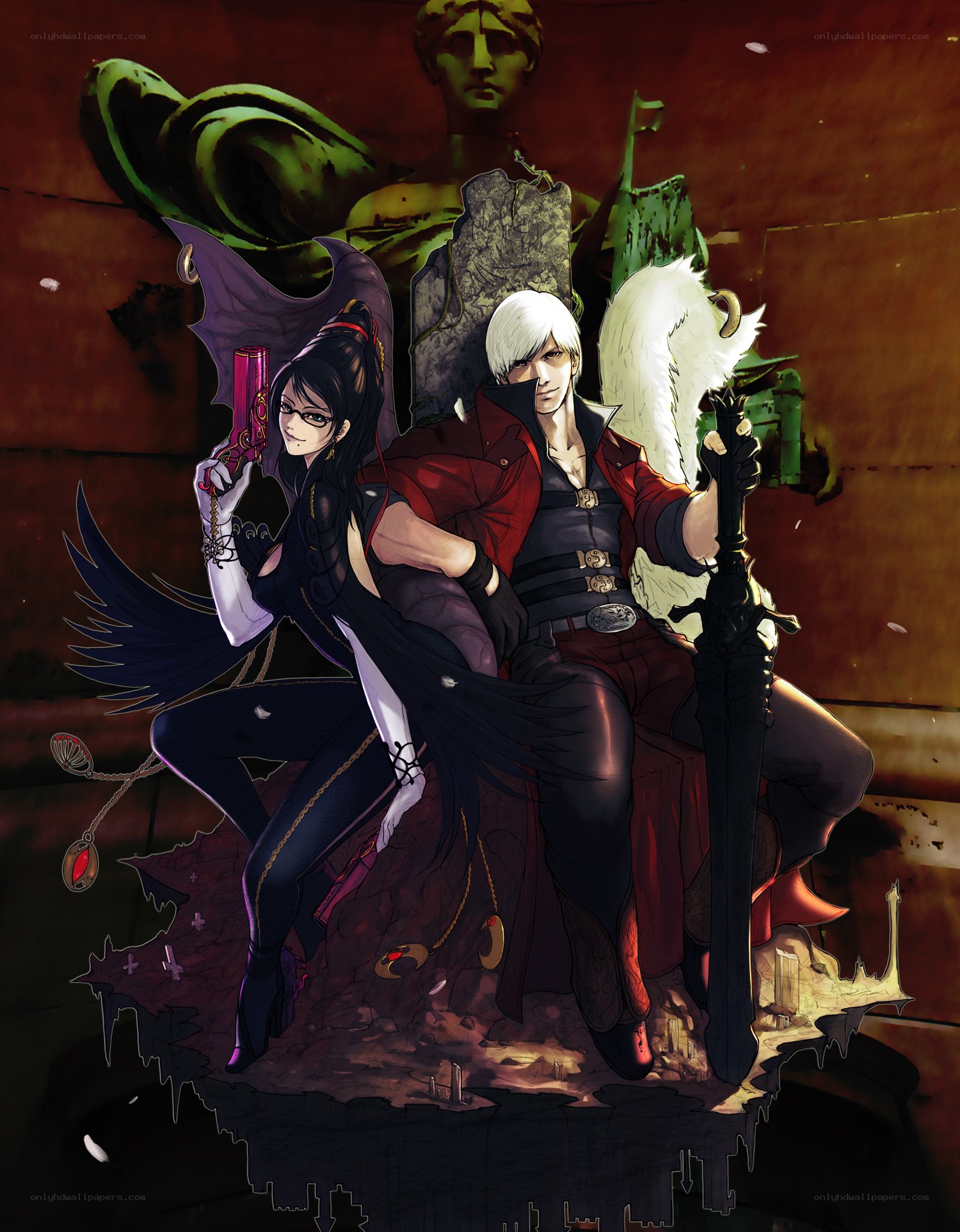 Devil May Cry characters in dark setting