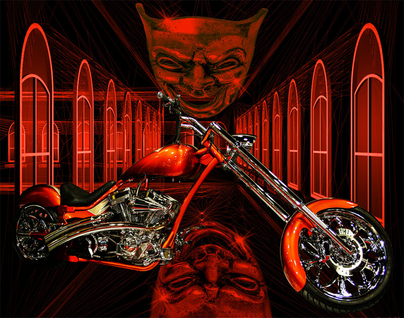 Devil on a motorcycle