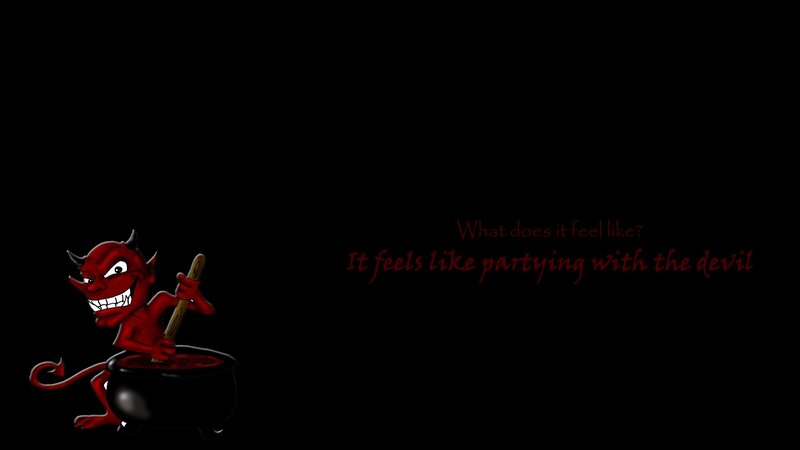 devil partying with a cauldron