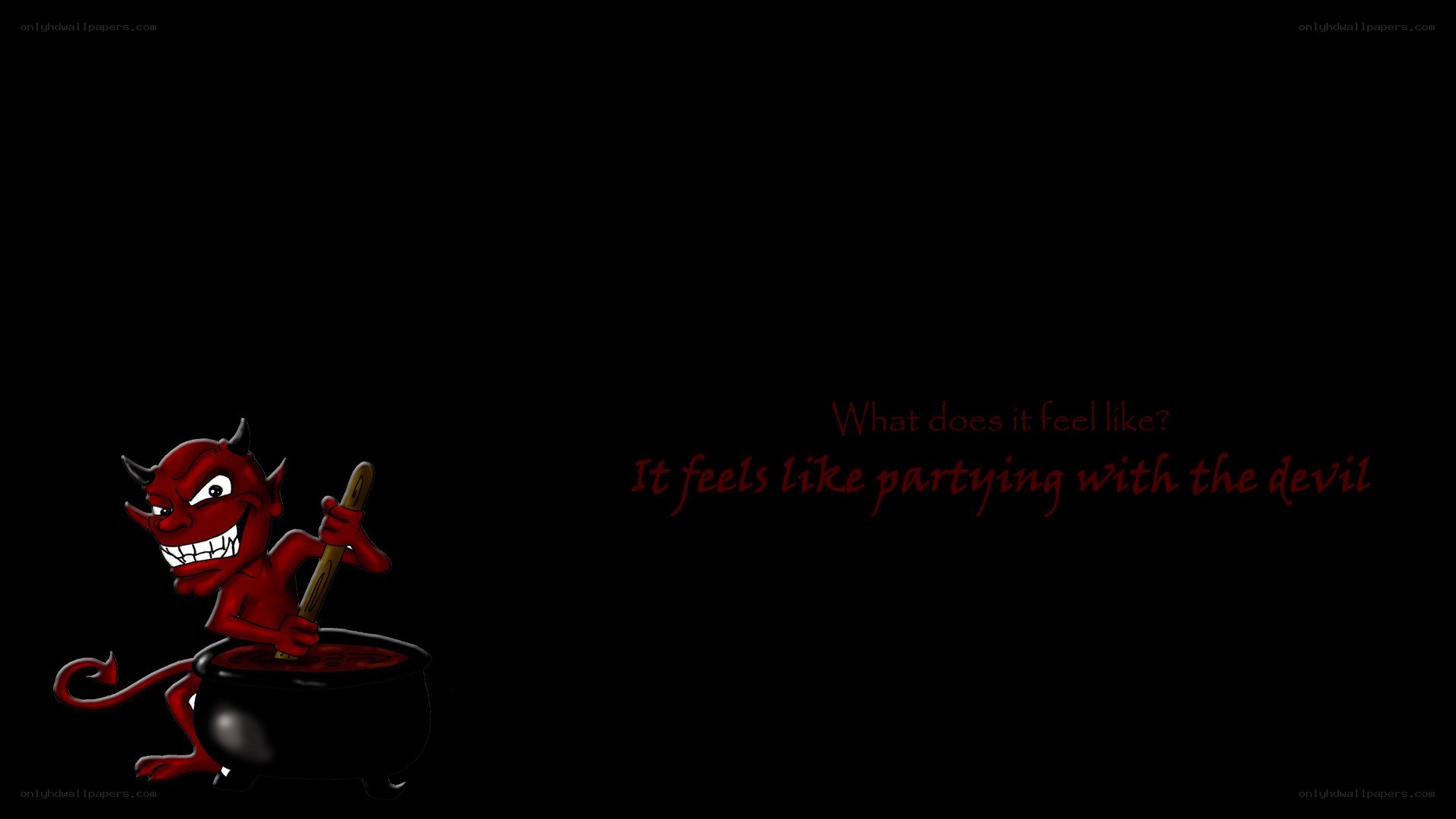 devil partying with a cauldron