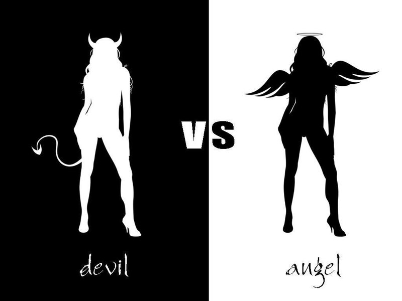 Devil vs Angel Silhouette