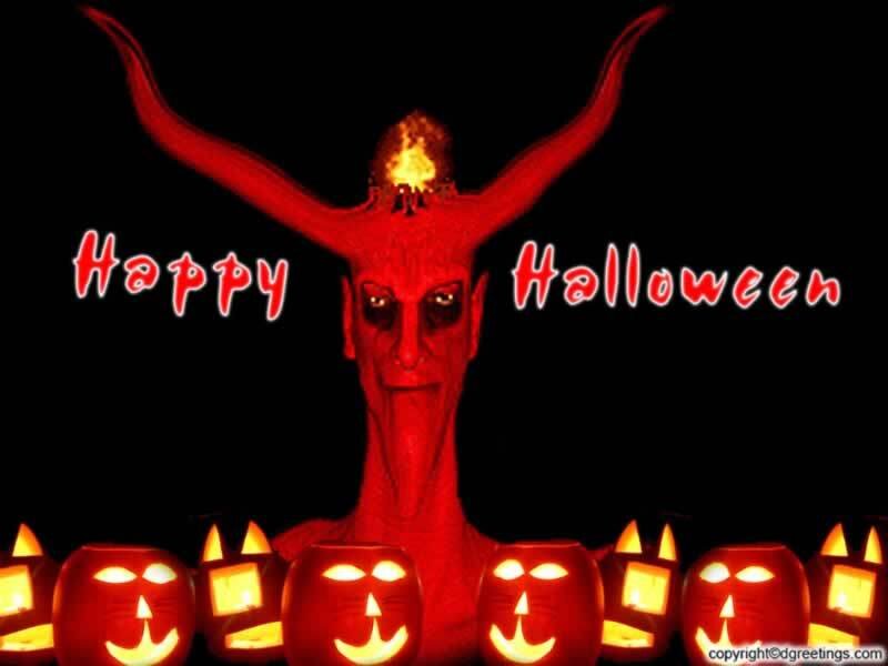 Devil with pumpkins