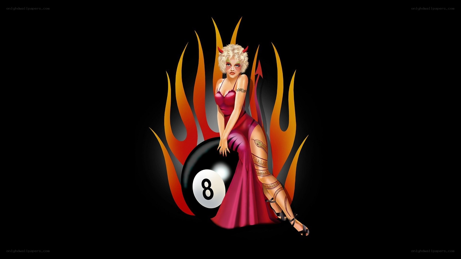 Devil woman with eight ball