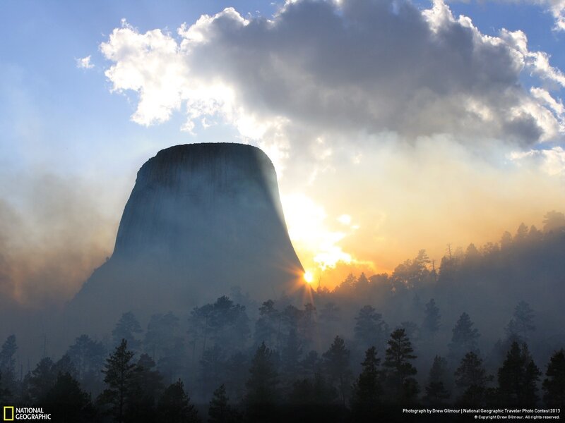 Devils Tower at Sunrise — Blue, Dramatic, Photograph