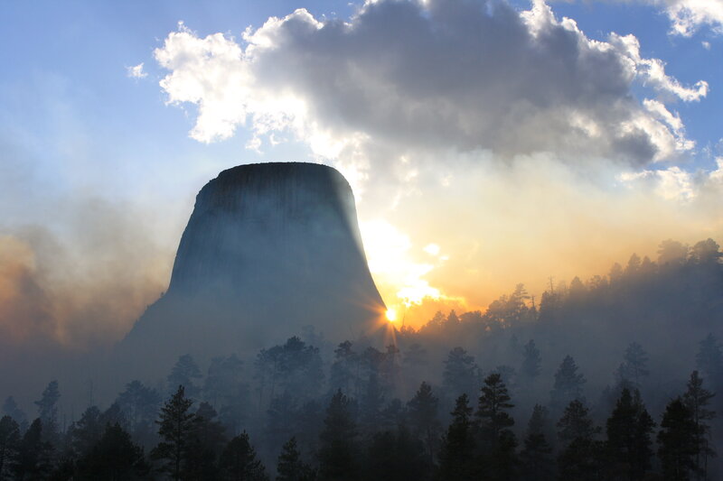 Devils Tower at Sunrise — Blue, Dramatic