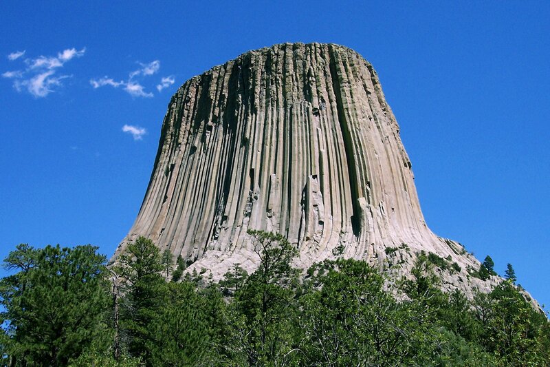 Devils Tower Rock Formation — Blue, Dramatic, Afternoon