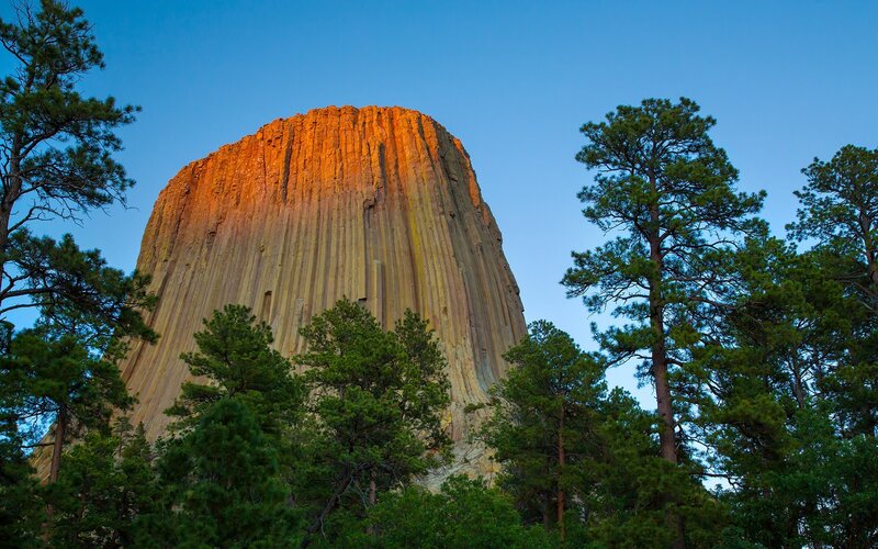 Devils Tower Rock Formation — Blue, Dramatic, Sunset, Photograph