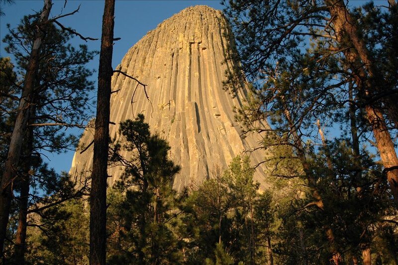Devils Tower Rock Formation — Blue, Dramatic