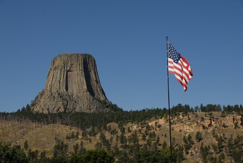 Devils Tower Rock Formation — Blue, Serene, Afternoon, Photograph