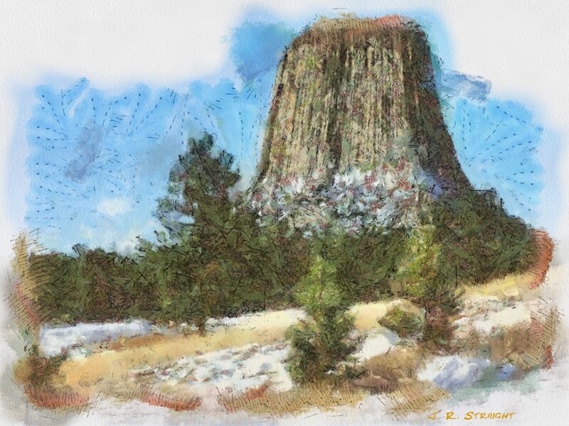 Devils Tower Rock Formation — Blue, Serene, Winter