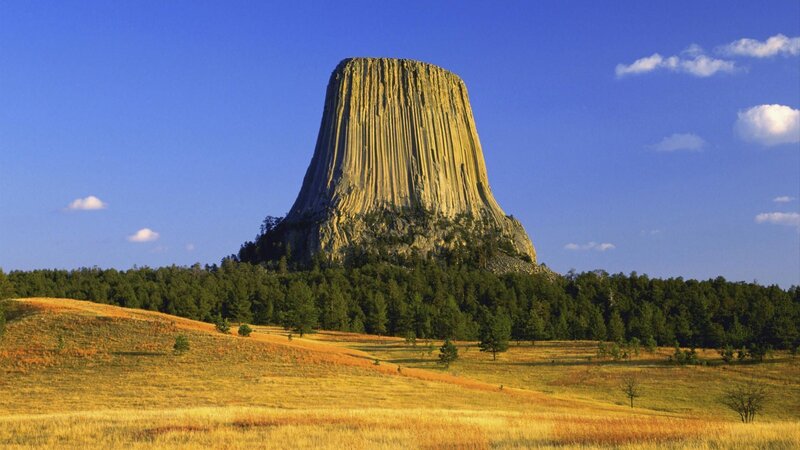 Devils Tower Rock Formation — Blue