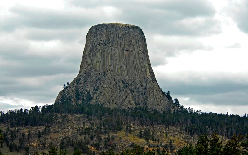 Devils Tower Rock Formation — Gray, Dramatic