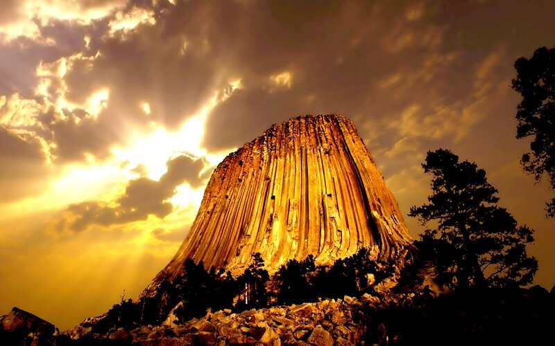 Devils Tower Rock Formation — Yellow